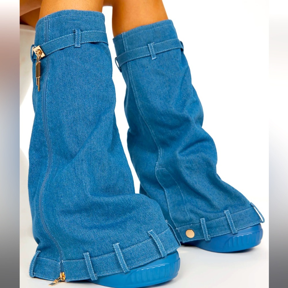 Denim boots